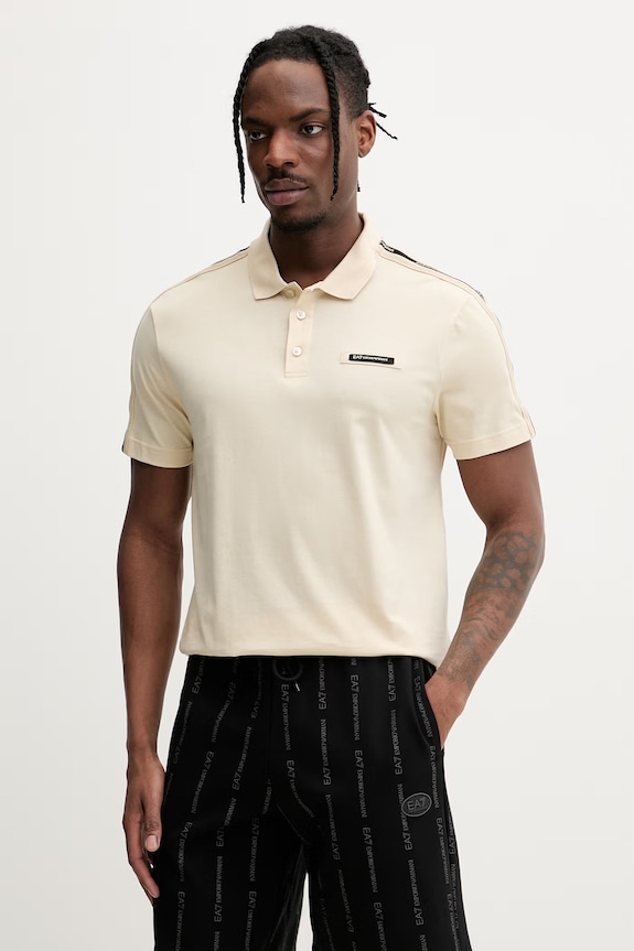 Pánske bavlnené tričko EA7 Emporio Armani béžová AF10375.7M001477