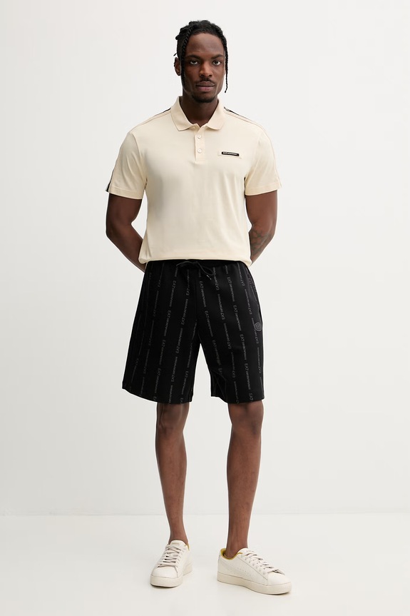 Pánske bavlnené tričko EA7 Emporio Armani AF10375.7M001477 béžová SS26