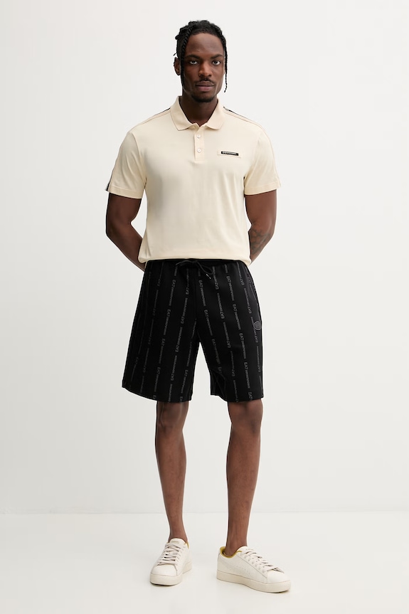 Pánske bavlnené tričko EA7 Emporio Armani AF10375.7M001477 béžová SS26