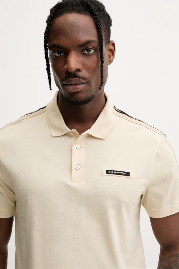 Pánske bavlnené tričko EA7 Emporio Armani béžová AF10375.7M001477