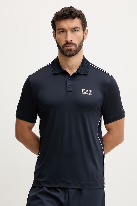 EA7 Emporio Armani tricou polo print bleumarin AF22175.7M001524