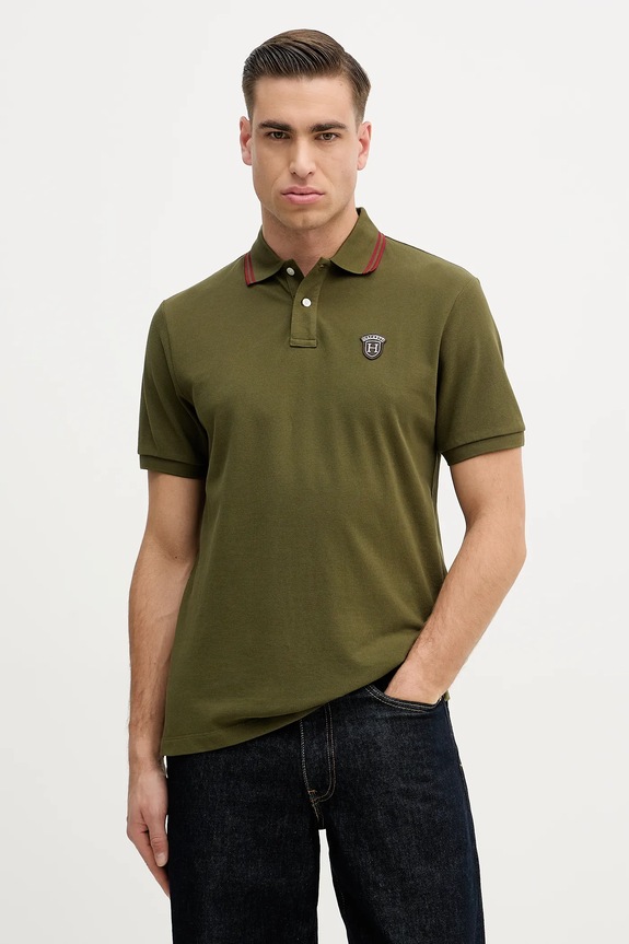 Hackett London polo de bumbac slim verde HM5600082