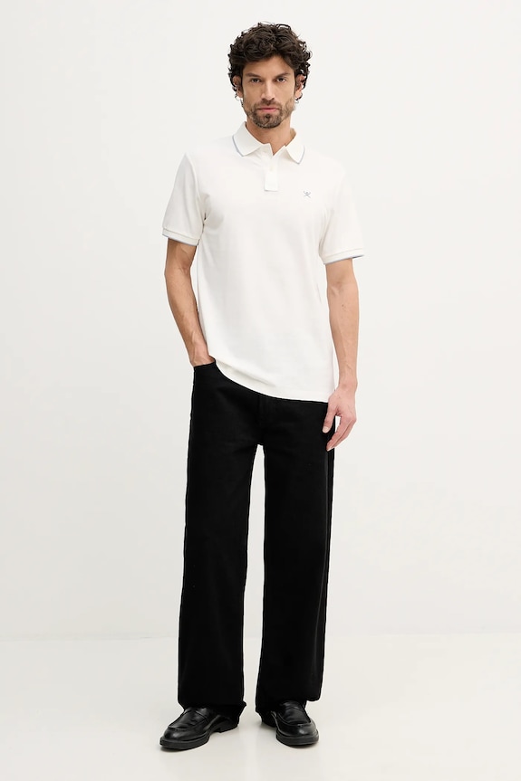 Bavlnené polo tričko Hackett London HM5600085 béžová SS26