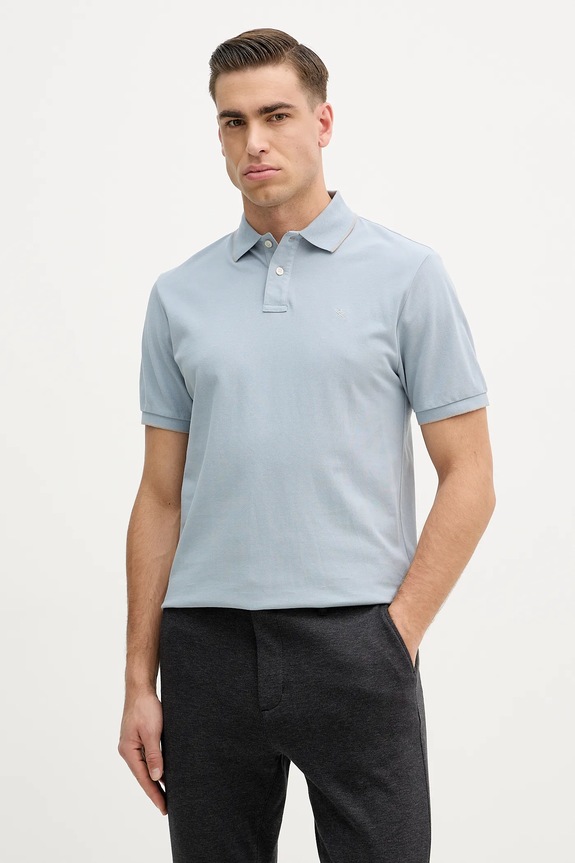 Bavlnené polo tričko Hackett London jednofarebný modrá HM5600085
