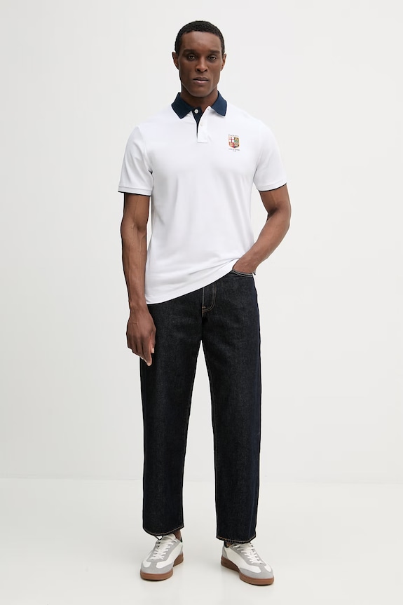 Hackett London polo de bumbac HM5600138 alb SS26