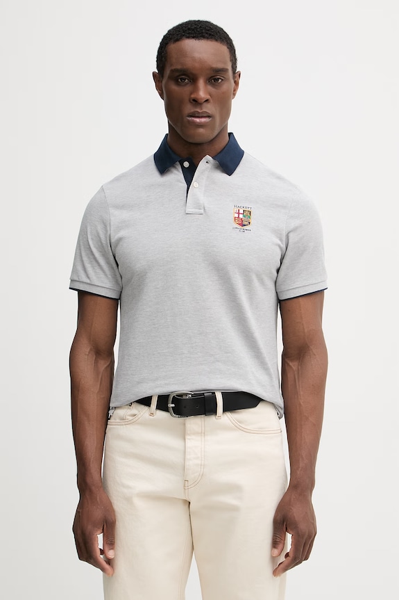 Pamučna polo majica Hackett London regular siva HM5600138