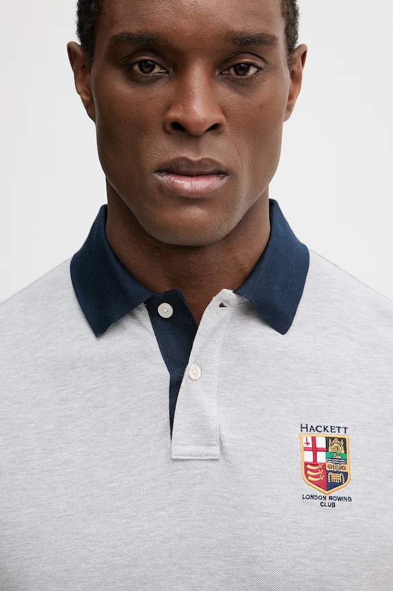 Pamučna polo majica Hackett London siva HM5600138