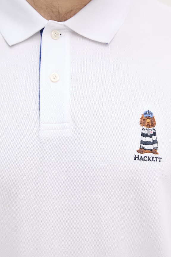 Hackett London polo tričko pánske bavlnené biela HM5600142