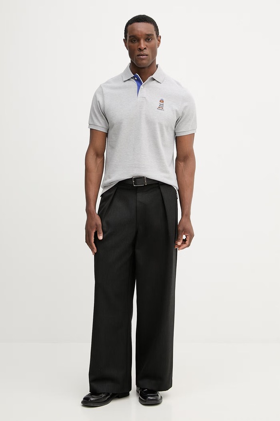 Hackett London polo bărbați din bumbac HM5600142 gri SS26