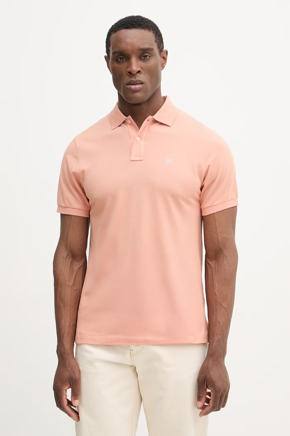 Pamučna polo majica Hackett London pamuk narančasta HM5600148