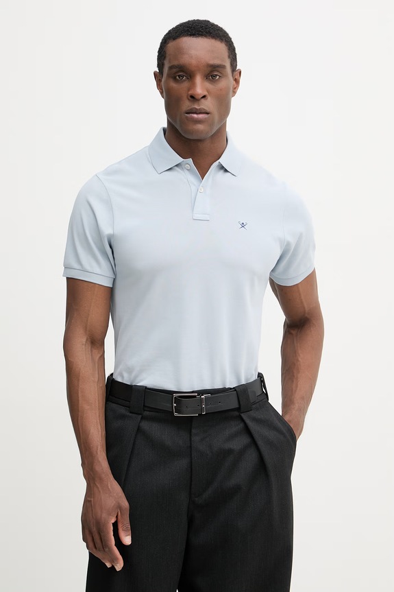 Pamučna polo majica Hackett London pamuk plava HM5600148