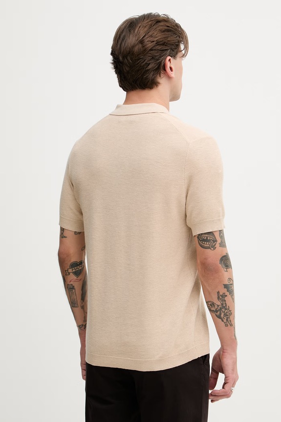 Odzież Hackett London polo męskie z bawełną HM7000186 beżowy