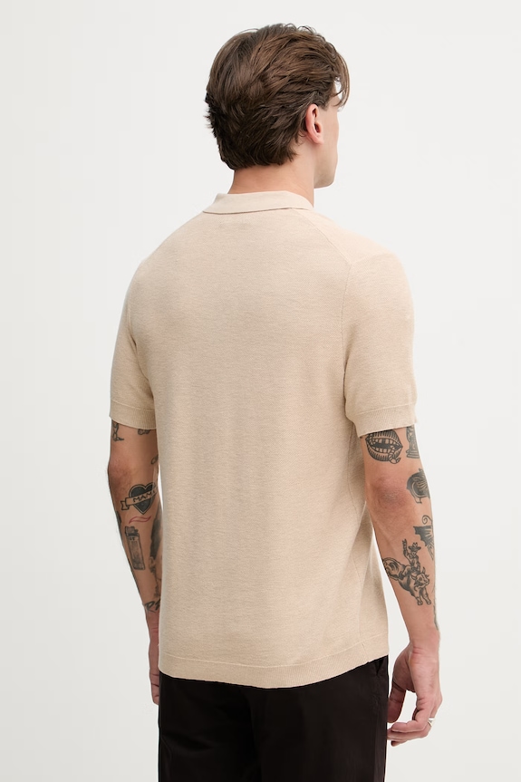 Odzież Hackett London polo męskie z bawełną HM7000186 beżowy