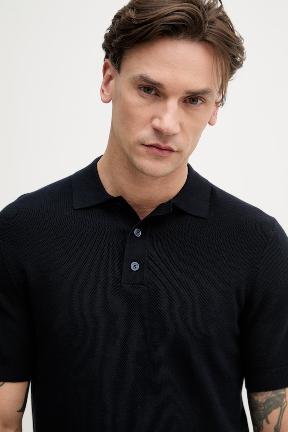 Hackett London polo męskie z bawełną granatowy HM7000186