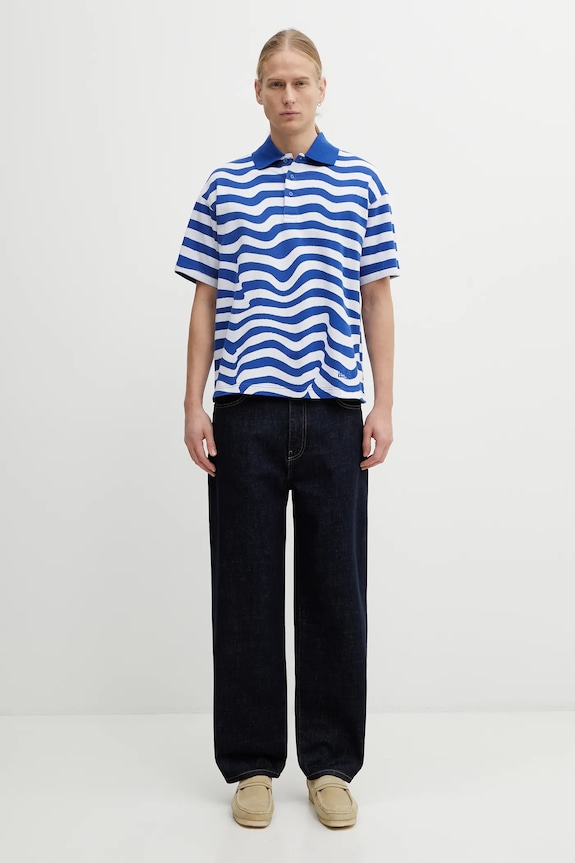 Napapijri polo bawełniane Napapijri x Martine Rose NP0A4HG9L651 niebieski