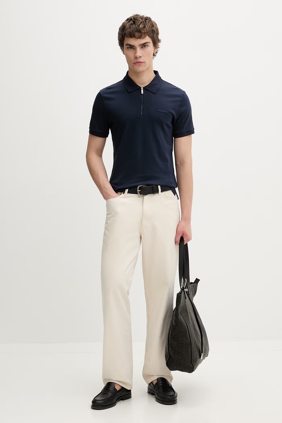 Calvin Klein polo męskie bawełniane LV04LE255G granatowy SS26
