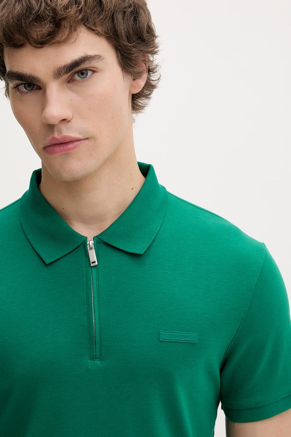 Calvin Klein polo męskie bawełniane zielony LV04LE255G