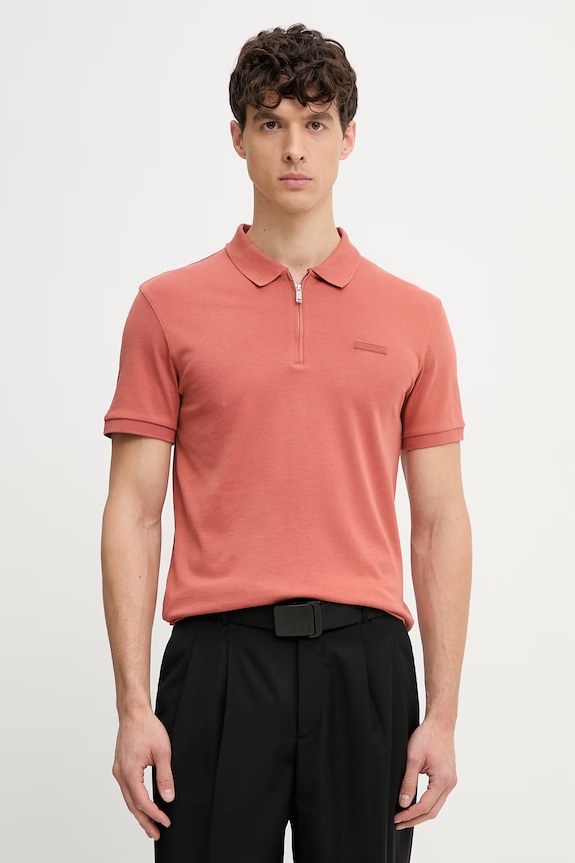 Calvin Klein polo tričko pánske bavlnené hnedá LV04LE255G