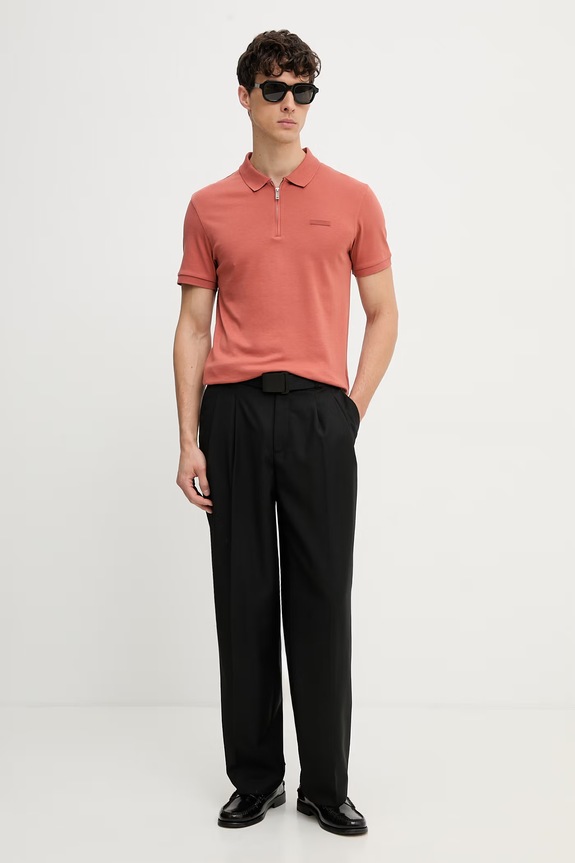 Calvin Klein polo pentru bărbați, din bumbac LV04LE255G maro SS26