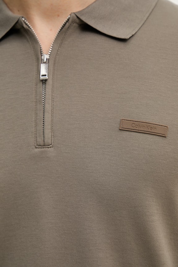 Calvin Klein Polo męskie bawełniane LV04LE255G brązowy