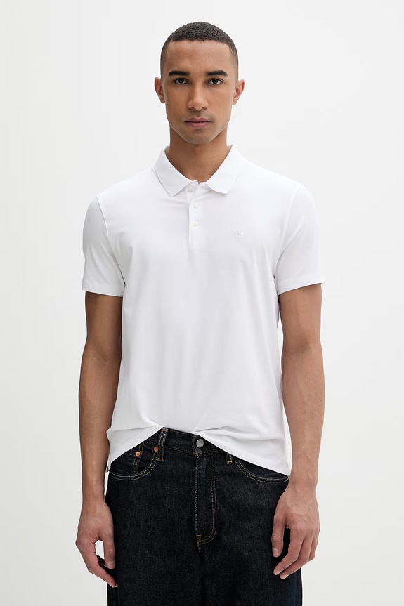 Calvin Klein polo pentru bărbați, din bumbac alb LV04LF200G
