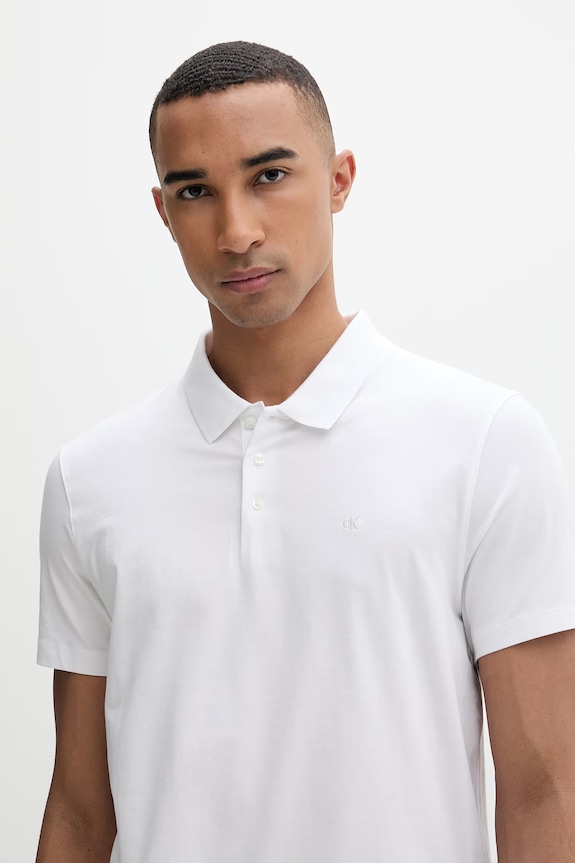 Calvin Klein polo pentru bărbați, din bumbac alb LV04LF200G