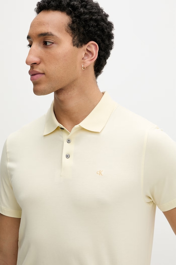 Calvin Klein Πόλο ανδρικό με βαμβάκι κίτρινο LV04LF200G