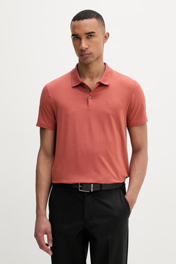 Calvin Klein polo pentru bărbați, cu bumbac portocaliu LV04LF200G