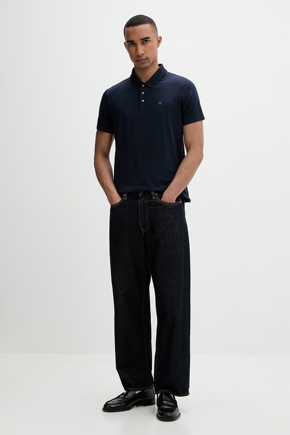 Calvin Klein polo pentru bărbați, cu bumbac LV04LF200G bleumarin SS26