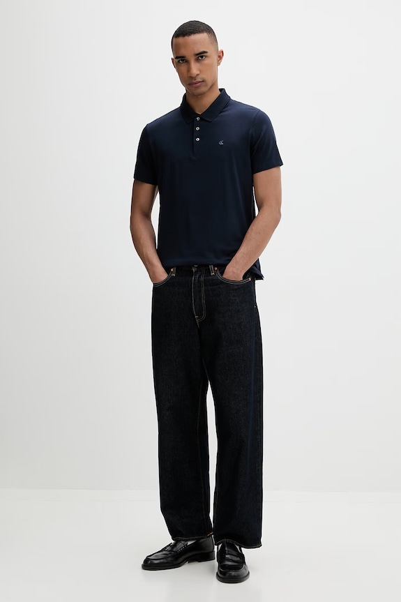 Calvin Klein polo pentru bărbați, cu bumbac LV04LF200G bleumarin SS26