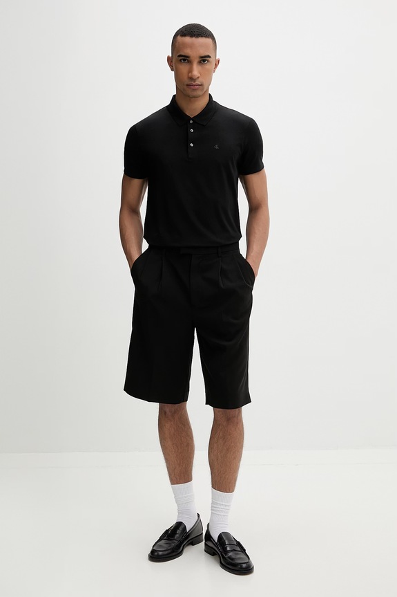 Calvin Klein polo pentru bărbați, cu bumbac LV04LF200G negru SS26