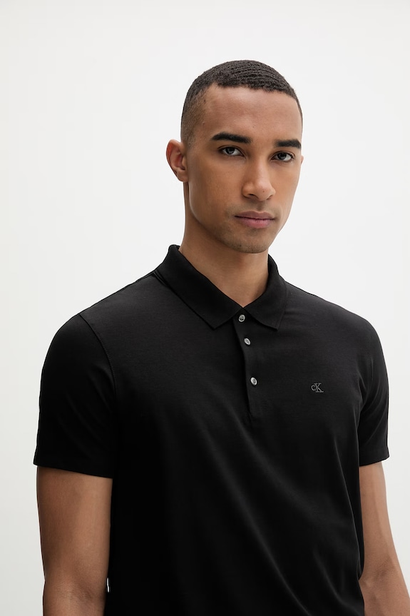 Calvin Klein polo pentru bărbați, cu bumbac negru LV04LF200G