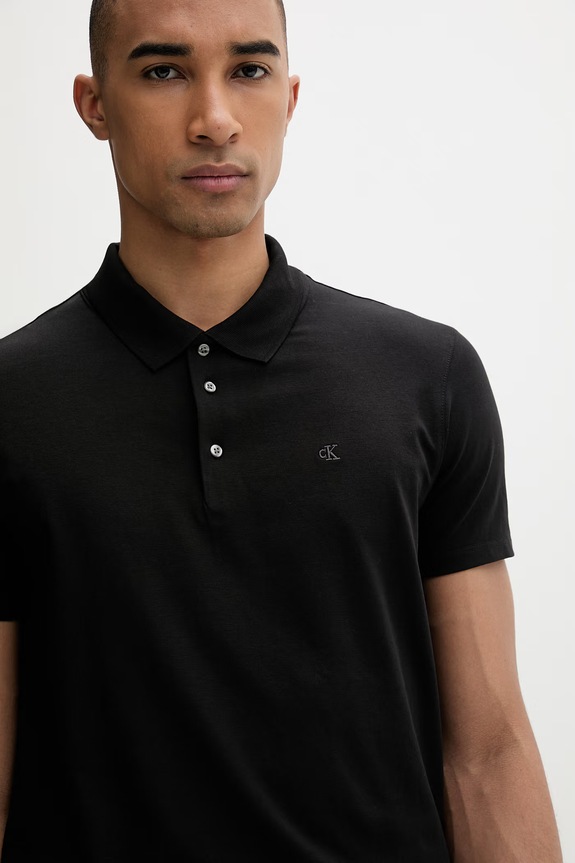 Calvin Klein polo pentru bărbați, cu bumbac LV04LF200G negru
