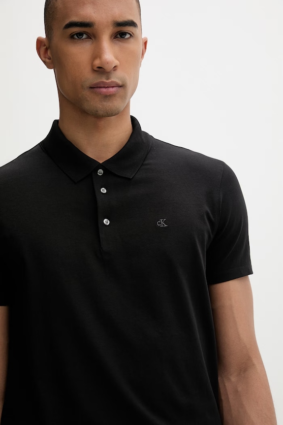 Calvin Klein polo pentru bărbați, cu bumbac LV04LF200G negru