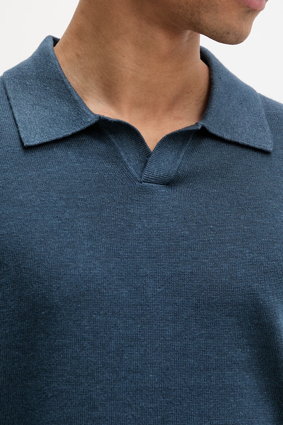 Calvin Klein úpletové polo tričko pánske s prímesou ľanu LV04LF313G tmavomodrá