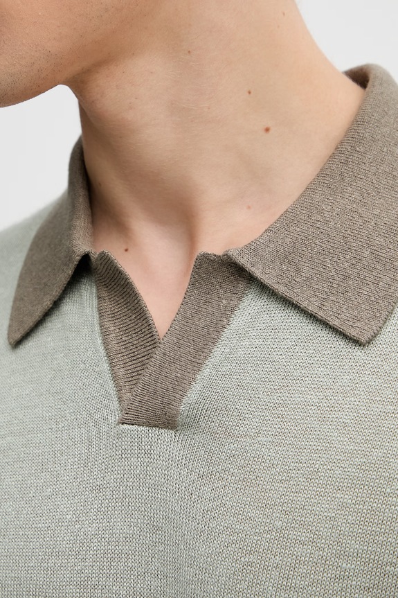 Calvin Klein úpletové polo tričko pánske s prímesou ľanu LV04LF313G zelená
