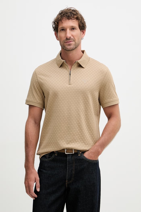 Barbour polo męskie bawełniane Hockham beżowy MML1528