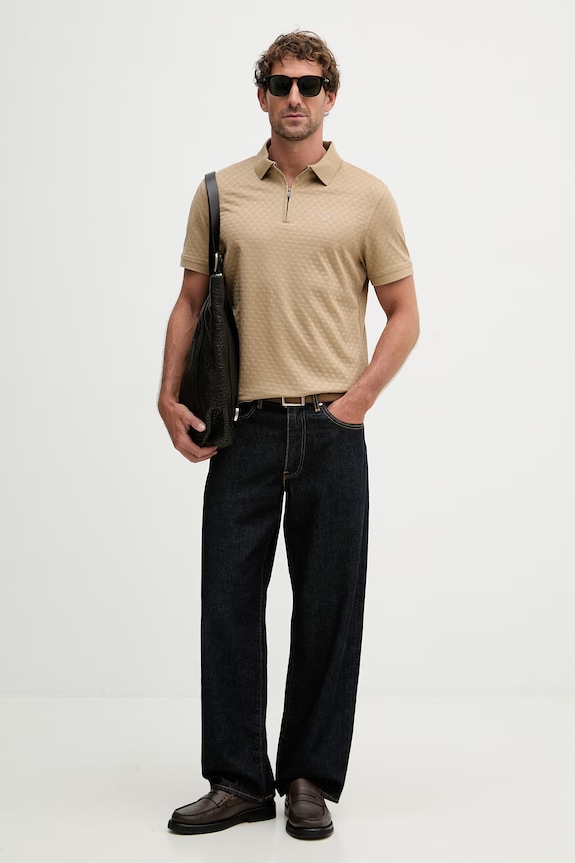 Barbour polo męskie bawełniane Hockham MML1528 beżowy SS26