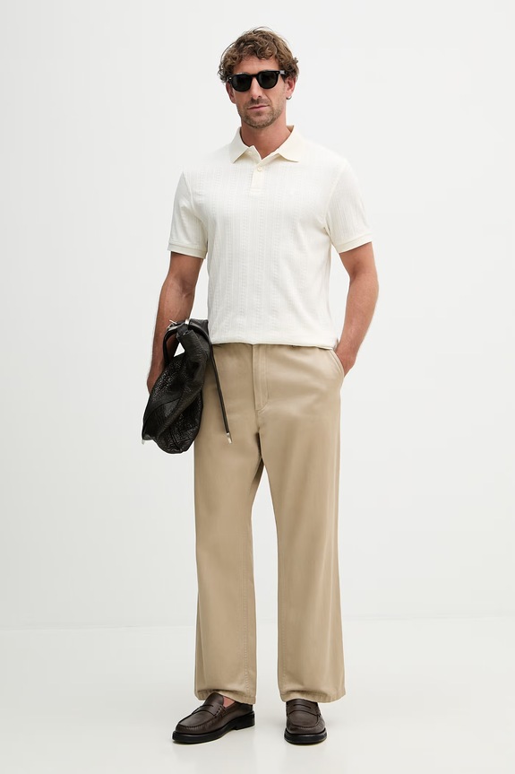 Barbour polo męskie bawełniane Harwell MML1531 beżowy SS26