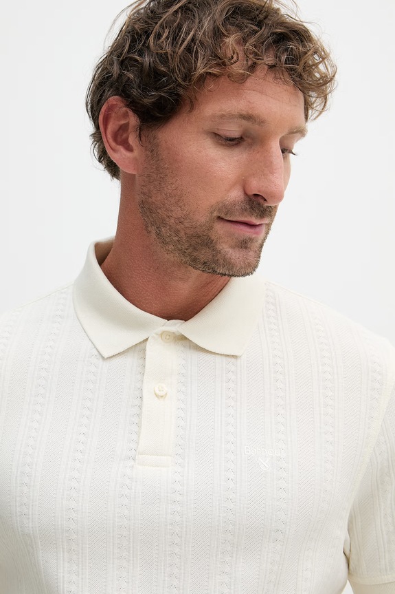 Barbour polo męskie bawełniane Harwell beżowy MML1531