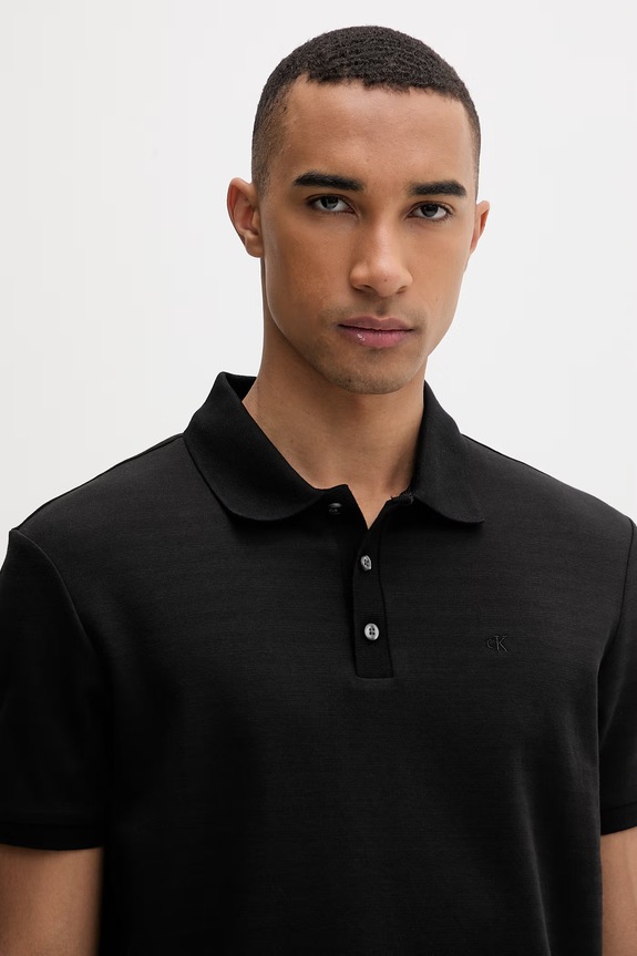 Calvin Klein polo tričko pánske s bavlnou čierna LV04LF206G