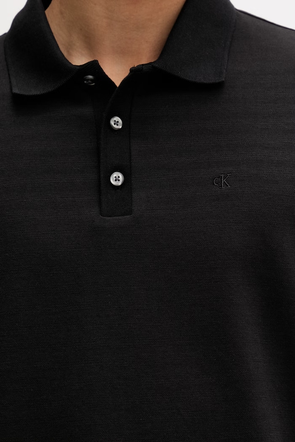 Calvin Klein polo tričko pánske s bavlnou LV04LF206G čierna