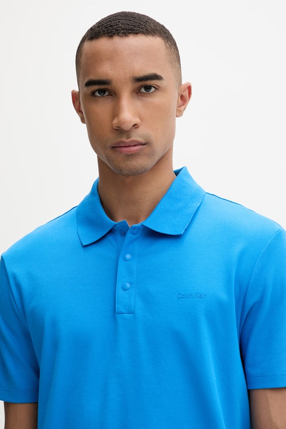 Îmbrăcăminte Calvin Klein polo pentru bărbați, cu bumbac LV04LF208G albastru