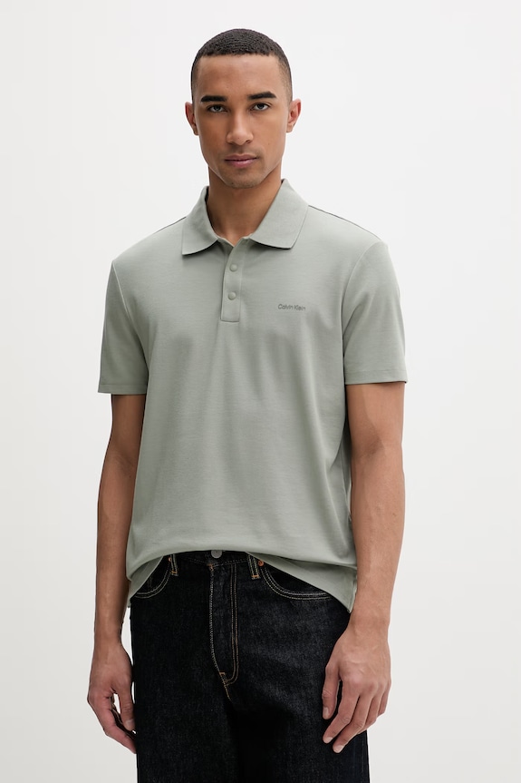 Calvin Klein polo pentru bărbați, cu bumbac verde LV04LF208G