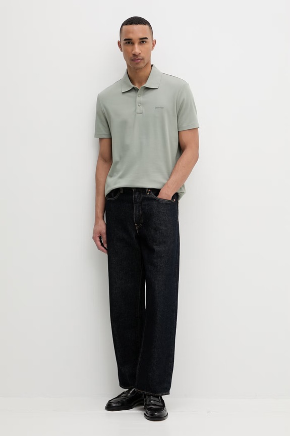 Calvin Klein polo pentru bărbați, cu bumbac LV04LF208G verde SS26