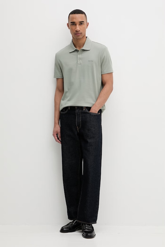 Calvin Klein polo pentru bărbați, cu bumbac LV04LF208G verde SS26