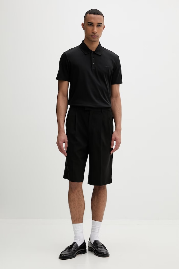 Calvin Klein polo pentru bărbați, cu bumbac LV04LF208G negru SS26