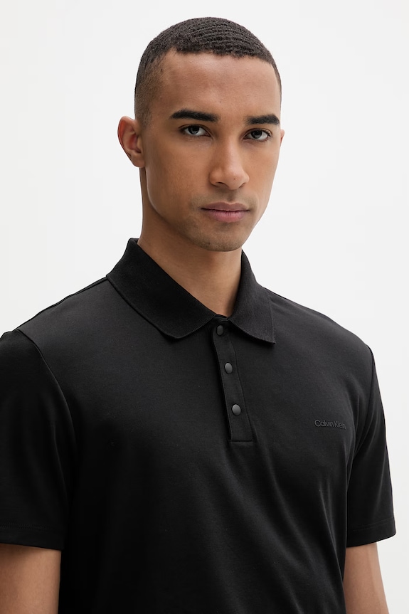 Calvin Klein polo pentru bărbați, cu bumbac negru LV04LF208G