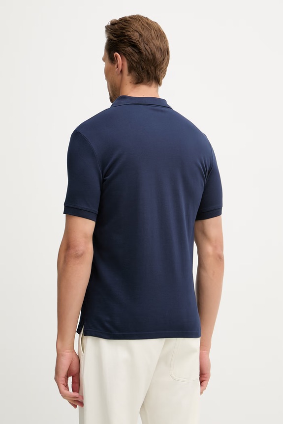 Ρούχα Trussardi πόλο ανδρικό βαμβακερό με ελαστάν G5008000124N σκούρο μπλε