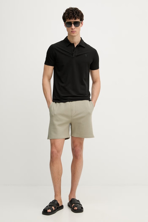 Trussardi polo pentru bărbați, cu amestec de mătase G5098000140N negru SS26